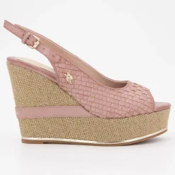 Sandales compensées tissés logo gold Femme US POLO