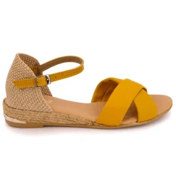 Sandales croisées jaune avec boucle Femme PINAZ