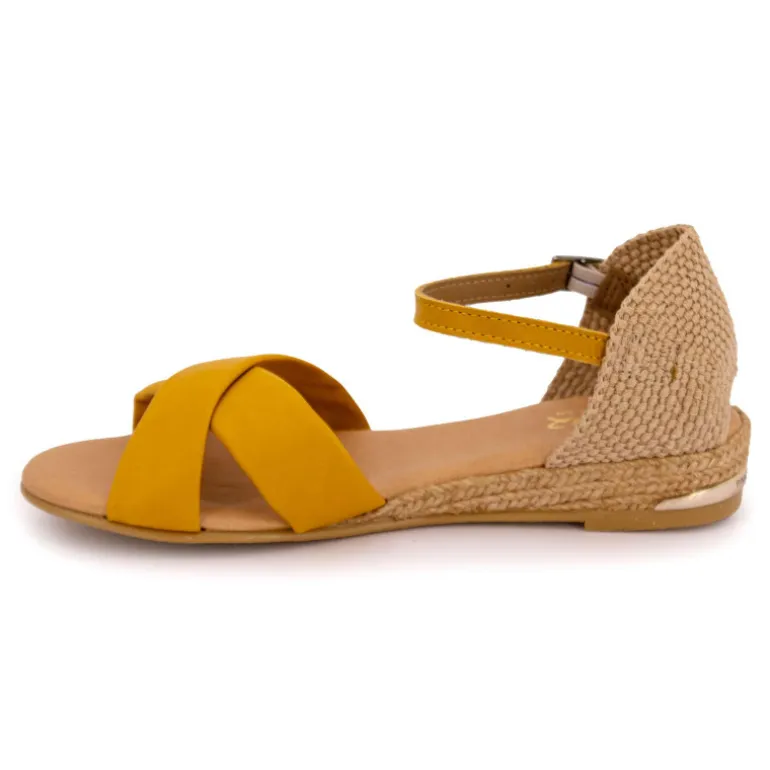 Sandales croisées jaune avec boucle Femme PINAZ