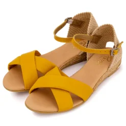 Sandales croisées jaune avec boucle Femme PINAZ