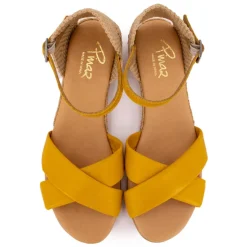 Sandales croisées jaune avec boucle Femme PINAZ