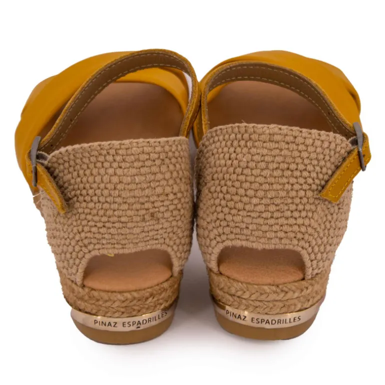 Sandales croisées jaune avec boucle Femme PINAZ