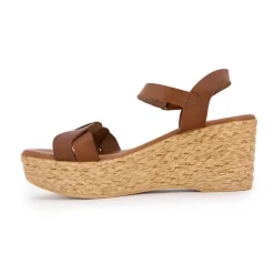 Sandales cuir marron semelle compensée paille Femme CARLA TORTOSA
