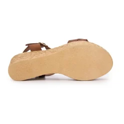 Sandales cuir marron semelle compensée paille Femme CARLA TORTOSA