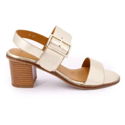 Sandales doré en cuir boucle cheville talon 7cm Femme PIERRE CARDIN