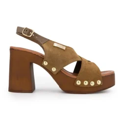 Sandales en cuir à talons 9cm carré Penn tan Femme LES TROPEZIENNES PAR M.BELARBI