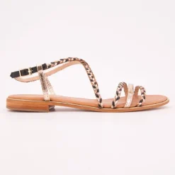 Sandales Homage lanières à tresses gold Femme LES TROPEZIENNES PAR M.BELARBI