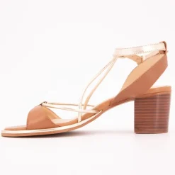 Sandales Lilon tan gold à talons 6cm Femme LES TROPEZIENNES PAR M.BELARBI