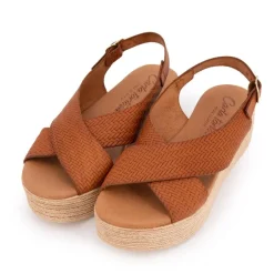 Sandales marron croisées tressées cuir Femme CARLA TORTOSA