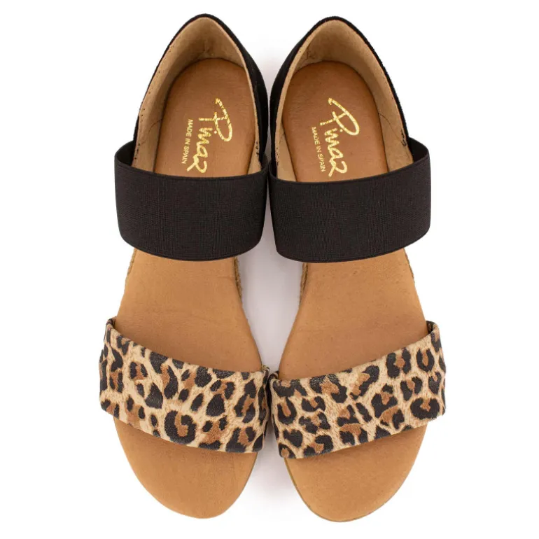 Sandales motif leopard semi compensée Femme PINAZ