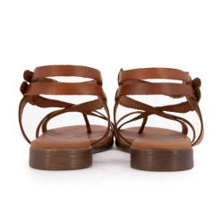 Sandales plates cuir platino à boucles Femme CARLA TORTOSA