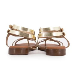 Sandales plates cuir platino à boucles Femme CARLA TORTOSA