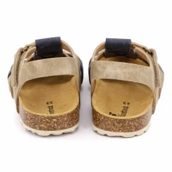 Sandales spartiates taupe et bride bleue Enfant BIOSTOCK