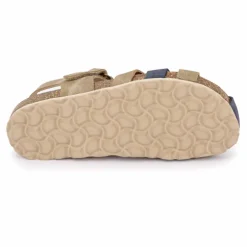 Sandales spartiates taupe et bride bleue Enfant BIOSTOCK