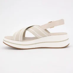 Sandales tissu à rayures semelle épaisse Femme US POLO