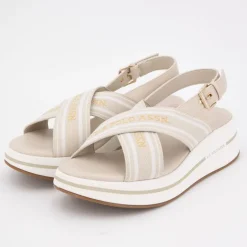 Sandales tissu à rayures semelle épaisse Femme US POLO