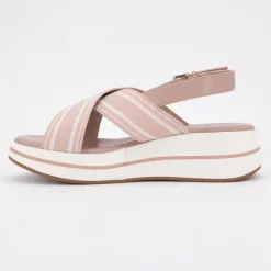 Sandales tissu à rayures semelle épaisse Femme US POLO