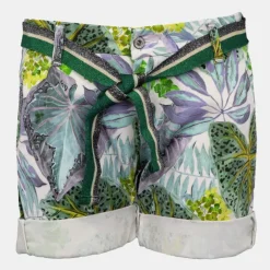 Short avec ceinture à revers imprimé plantes tropicales Femme PLEASE