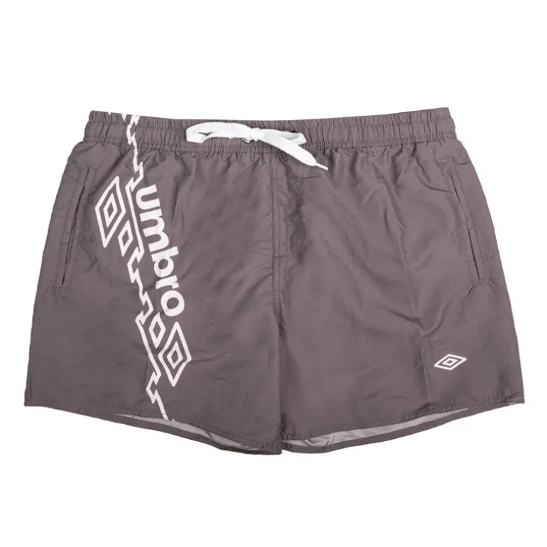 Short de bain bleu motifs graphiques et cordon blancs Homme UMBRO