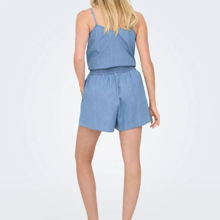 Short denim bleu clair yasmin taille élastique Femme ONLY