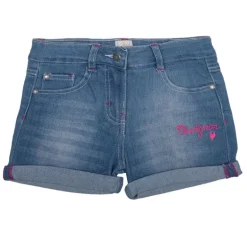 Short en jean avec inscription en rose Enfant CHEVIGNON