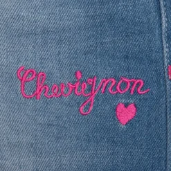 Short en jean avec inscription en rose Enfant CHEVIGNON