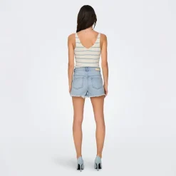 Short en jeans bleu clair avec strass Femme ONLY