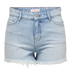 Short en jeans bleu clair avec strass Femme ONLY