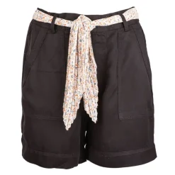 Short noir poches plaquées ceinture foulard Femme DEELUXE 74