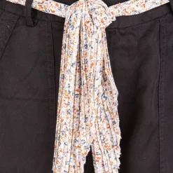 Short noir poches plaquées ceinture foulard Femme DEELUXE 74