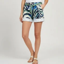 Short unbleached motif palmier avec ceinture brillante Femme PLEASE