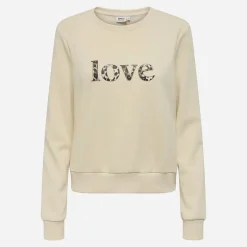 Sweat coton rubi Love imprimé léopard Femme ONLY