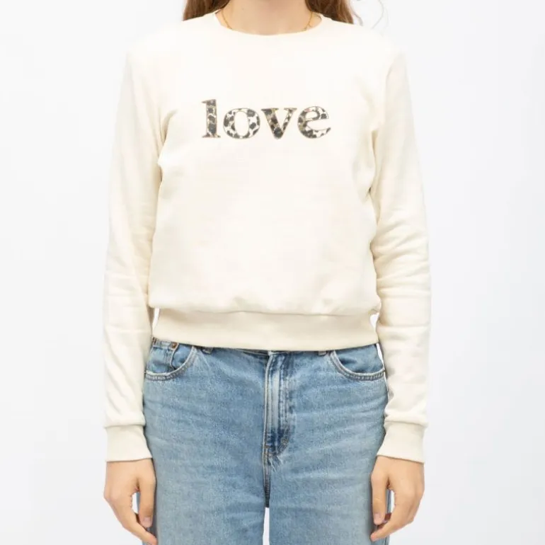 Sweat coton rubi Love imprimé léopard Femme ONLY