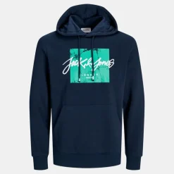 Sweat coton tiley à capuche avec logo manuscrit et encart coloré Homme JACK & JONES