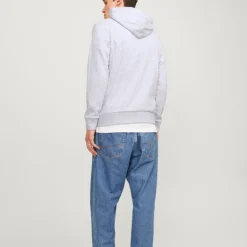 Sweat gris chiné imprimé avec capuche tiley coton mélangé regular Homme JACK & JONES