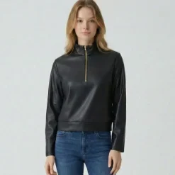 Sweat similicuir col zippé montant Femme LES TROPEZIENNES PAR M.BELARBI