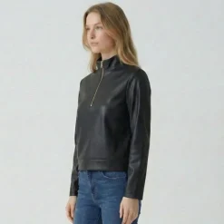 Sweat similicuir col zippé montant Femme LES TROPEZIENNES PAR M.BELARBI