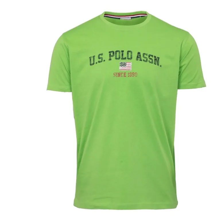 Tee shirt avec texte logo acid green nick Homme US POLO