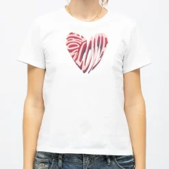 Tee shirt blanc coeur relief imprimé Love Femme LA PETITE ETOILE