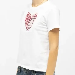 Tee shirt blanc coeur relief imprimé Love Femme LA PETITE ETOILE