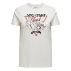 Tee shirt blanc en coton biologique impression resistant soul Femme ONLY CARMAKOMA