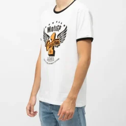 Tee shirt blanc logo moto gp imprimé n°1 ailé col rond noir Homme VON DUTCH