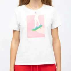 Tee shirt blanc skateboard imprimé graphique tess Femme LA PETITE ETOILE