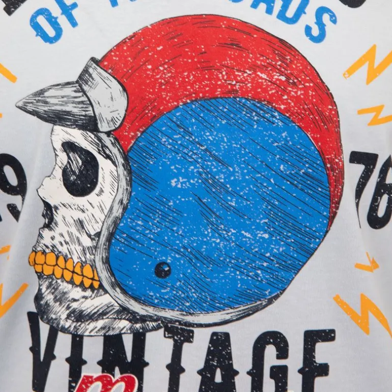 Tee shirt casque moto coton squelette Homme PANAME BROTHERS