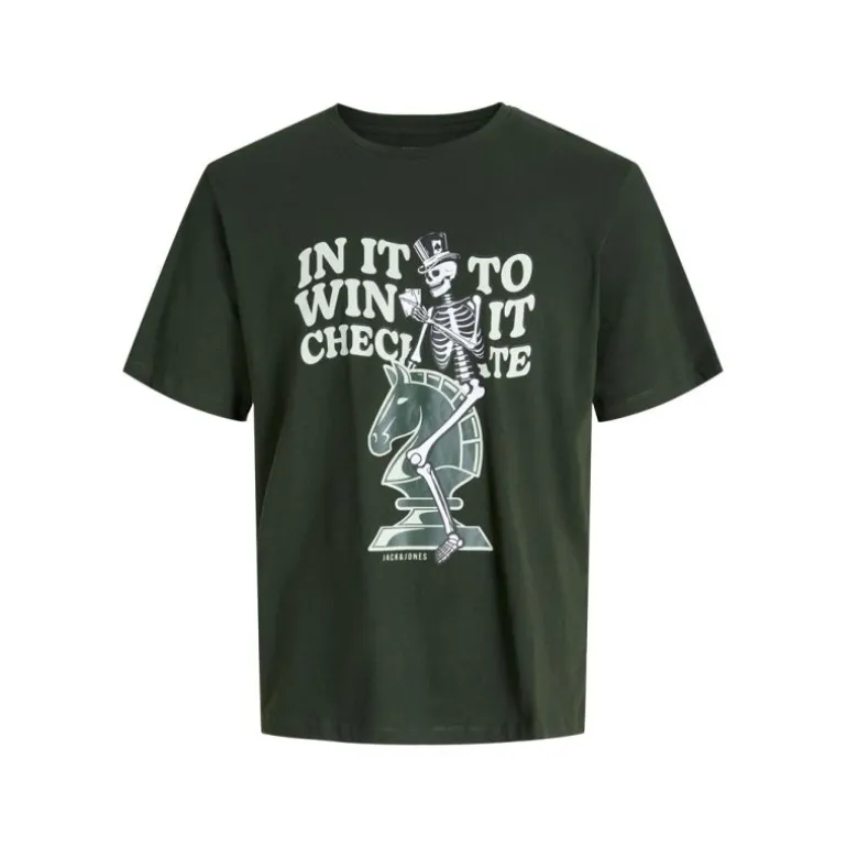 Tee shirt Checkmate avec imprimé squelette sully vert foncé Homme JACK & JONES