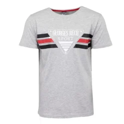 Tee shirt chiné avec rayures grand logo poitrine Homme GEORGES RECH