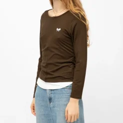 Tee shirt col bateau aliona avec zip noeud brodé Femme BURTON OF LONDON