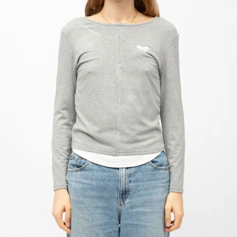 Tee shirt col bateau aliona avec zip noeud brodé Femme BURTON OF LONDON