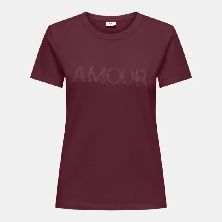 Tee shirt col rond michigan coton Amour Femme JDY