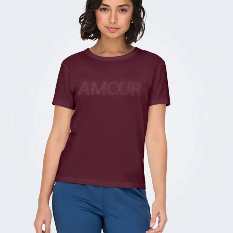 Tee shirt col rond michigan coton Amour Femme JDY